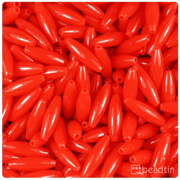 BeadTin Bright Red Opaque 19mm Spaghetti Craft Beads (150pcs)