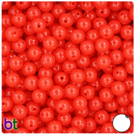 BeadTin Bright Red Opaque 8mm Round Craft Beads (300pcs)