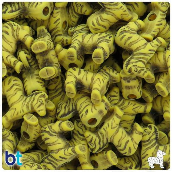BeadTin Bright Yellow Antique 22mm Zebra Pony Beads (24pcs)