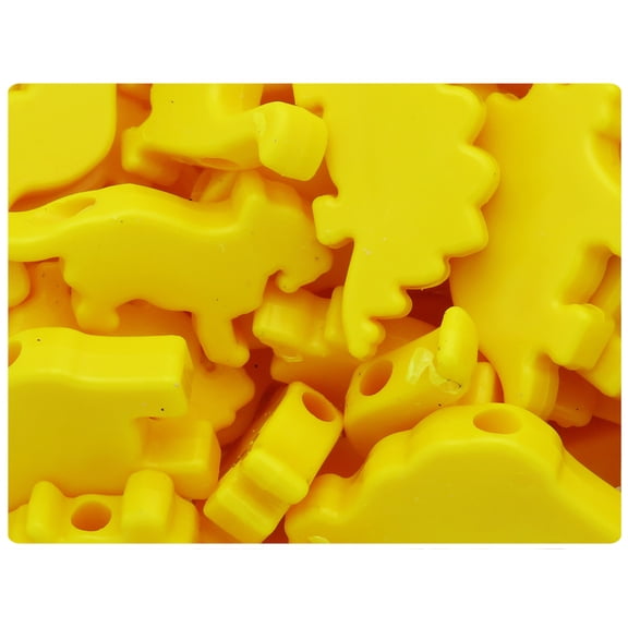 BeadTin Bright Yellow Opaque 30-40mm Dinosaur Pony Beads (4oz)