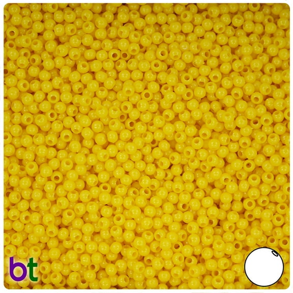 BeadTin Bright Yellow Opaque 3mm Round Plastic Beads (1oz)