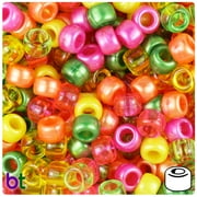 BeadTin Carnival Multi 9mm Barrel Pony Beads (500pcs)