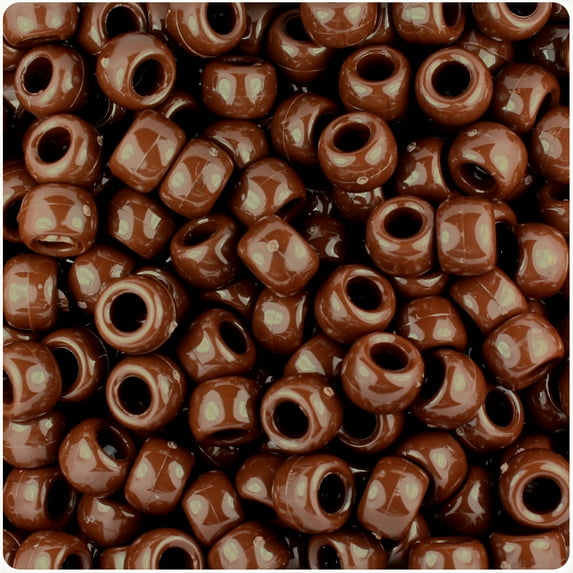 BeadTin Chocolate Opaque 9mm Barrel Pony Beads (500pc)