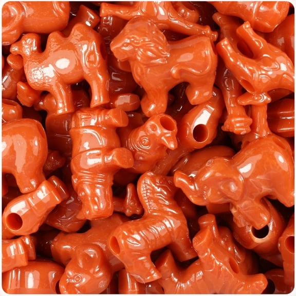 BeadTin Cinnabar Opaque Safari Animal Pony Beads (2oz)