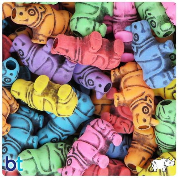 BeadTin Circus Mix Antique 25mm Rhino Pony Beads (24pcs)