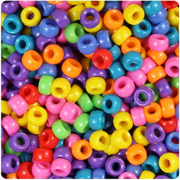 BeadTin Circus Mix Opaque 6.5mm Mini Barrel Pony Beads (1000pcs)