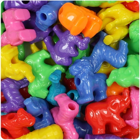 BeadTin Circus Mix Opaque Safari Animal Pony Beads (2oz)
