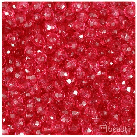 BeadTin Claret Transparent 6mm Faceted Round Craft Beads (600pcs)
