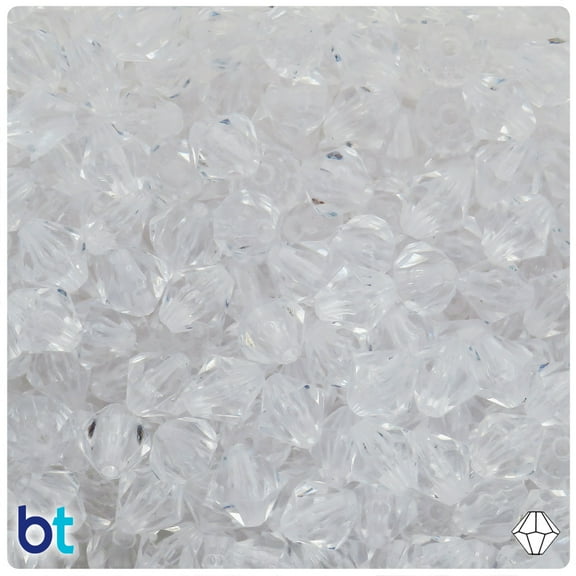 BeadTin Clear Transparent 10mm Faceted Bicone Plastic Beads (120pcs)