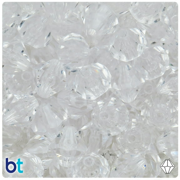 BeadTin Clear Transparent 16mm Faceted Bicone Plastic Beads (36pcs)