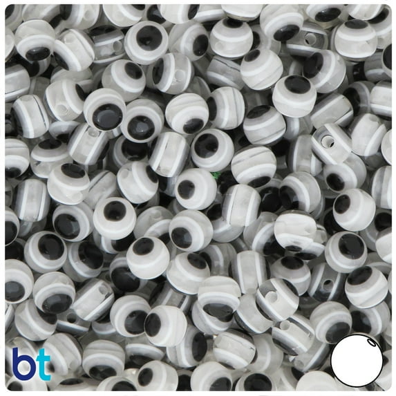BeadTin Clear Transparent 8mm Round Evil Eye Plastic Resin Beads (120pcs)