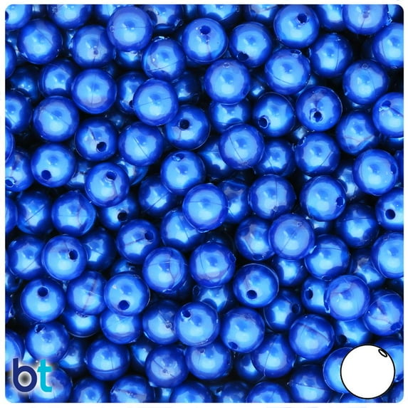 BeadTin Cobalt Pearl 8mm Round Plastic Beads (300pcs)
