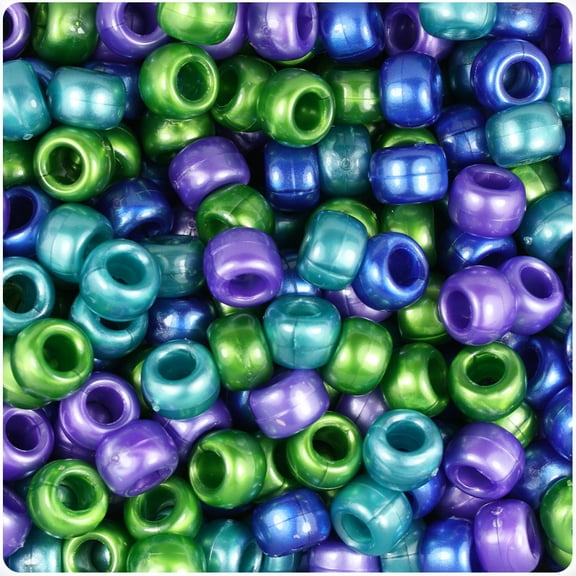 BeadTin Cool Mix Pearl 9mm Barrel Pony Beads (500pc)