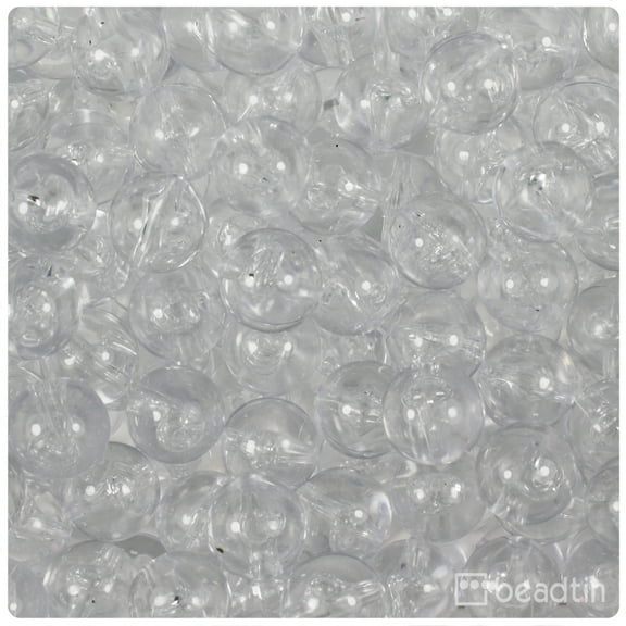 BeadTin Crystal Transparent 12mm Round Plastic Beads (60pcs)