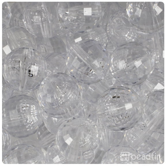 BeadTin Crystal Transparent 18mm Faceted Globe Plastic Beads (12pcs)