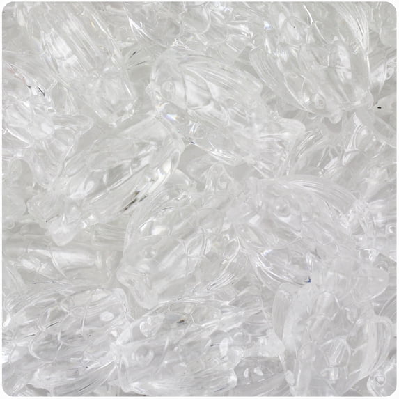 BeadTin Crystal Transparent 24mm Fish Pony Beads (24pcs)
