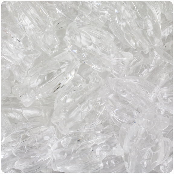 BeadTin Crystal Transparent 24mm Fish Pony Beads (24pcs)