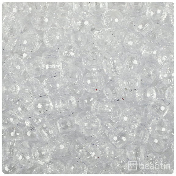 BeadTin Crystal Transparent 9mm Faceted Barrel Pony Beads (500pcs)