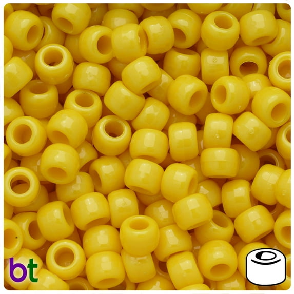 BeadTin Daffodil Opaque 9mm Barrel Pony Beads (500pcs)