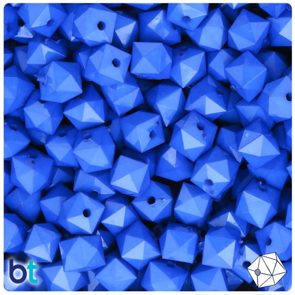 BeadTin Dark Blue Opaque 10mm Faceted Cube Acrylic Beads (125pcs)
