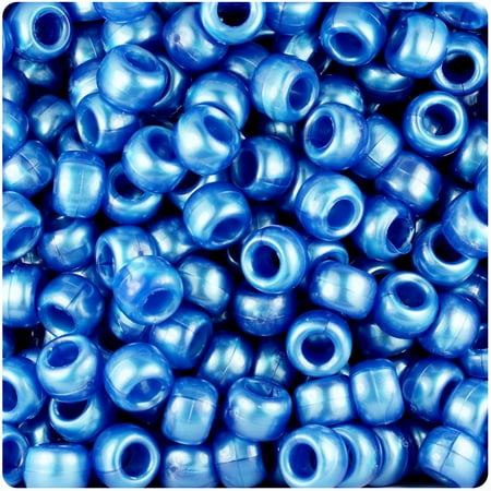 BeadTin Dark Blue Pearl 9mm Barrel Pony Beads (500pc)