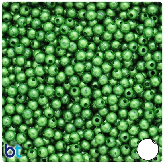 BeadTin Dark Green Pearl 5mm Round Plastic Beads (700pcs)