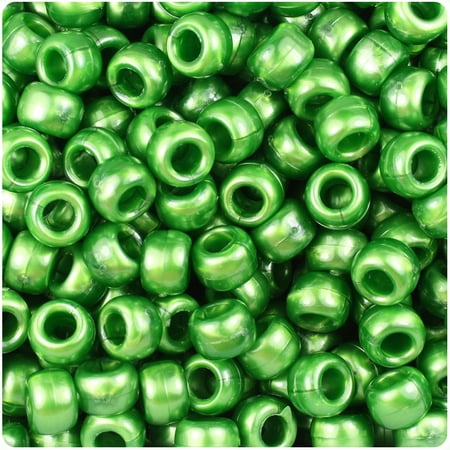 BeadTin Dark Green Pearl 9mm Barrel Pony Beads (500pc)