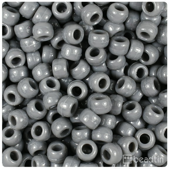 BeadTin Dark Grey Opaque 9mm Barrel Pony Beads (500pcs)