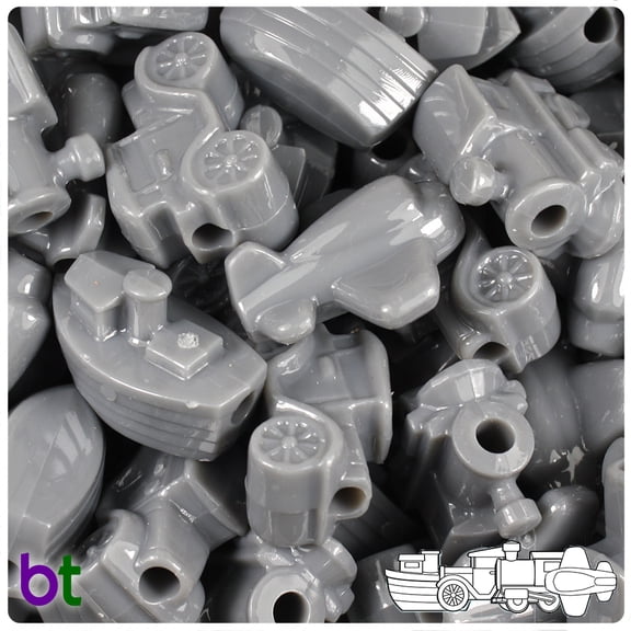 BeadTin Dark Grey Opaque Mini Mobile Pony Beads (2oz)