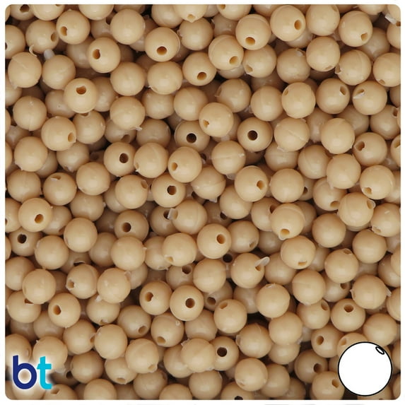 BeadTin Dark Ivory Opaque 6mm Round Plastic Beads (500pcs)