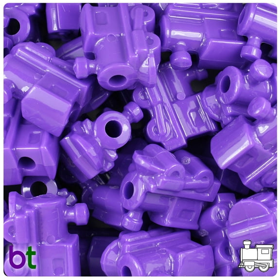 BeadTin Dark Lilac Opaque 22mm Train Pony Beads (24pcs)