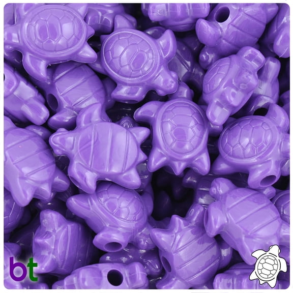 BeadTin Dark Lilac Opaque 23mm Sea Turtle Pony Beads (24pcs)