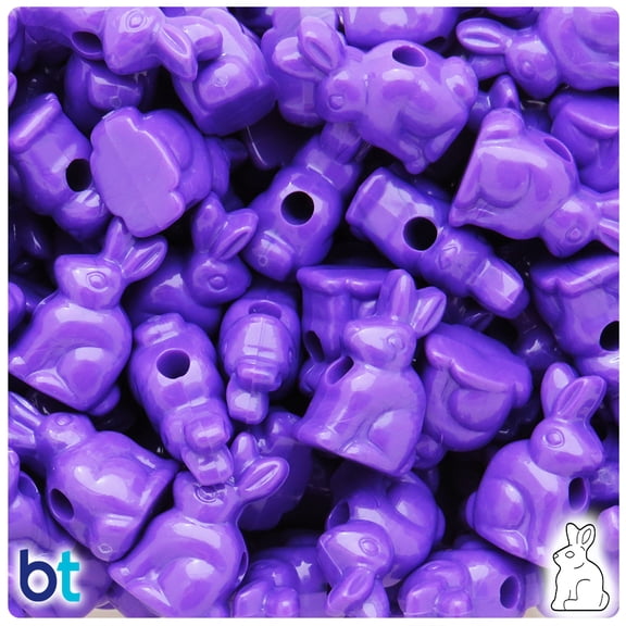 BeadTin Dark Lilac Opaque 24mm Bunny Rabbit Pony Beads (24pcs)