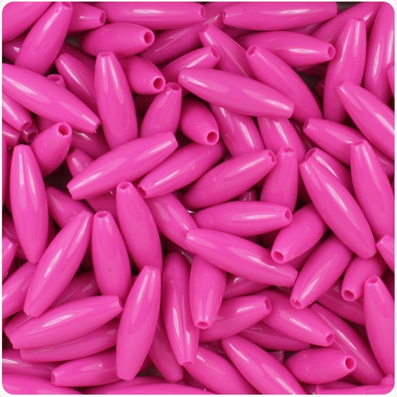 BeadTin Dark Pink Opaque 19mm Spaghetti Craft Beads (150pcs)