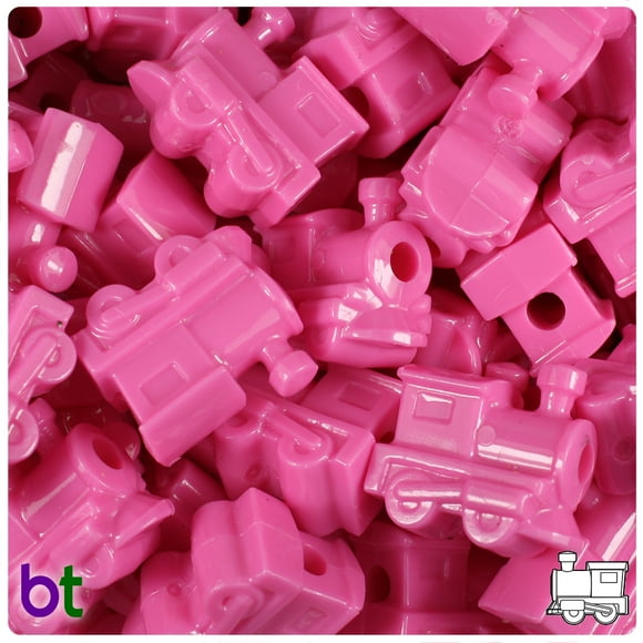 BeadTin Dark Pink Opaque 22mm Train Pony Beads (24pcs)
