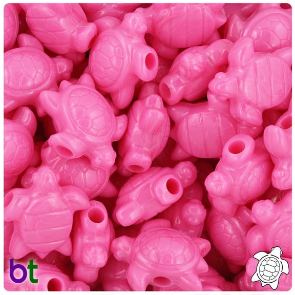 BeadTin Dark Pink Opaque 23mm Sea Turtle Pony Beads (24pcs)
