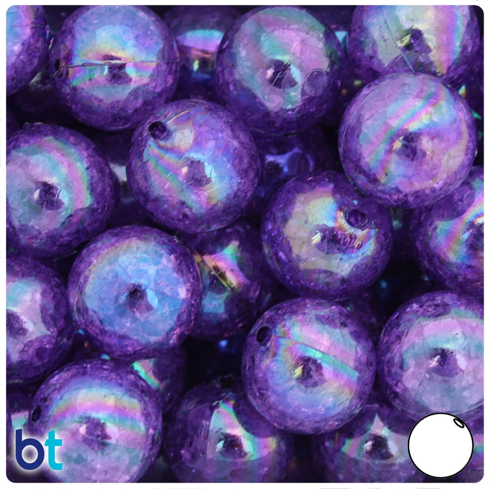 BeadTin Dark Purple Crackle 20mm Round Plastic Beads (10pcs)