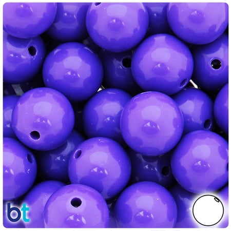 BeadTin Dark Purple Opaque 20mm Round Plastic Craft Beads (10pcs)