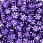 BeadTin Dark Purple Pearl 13mm Flower Pony Beads 250pcs