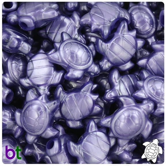 BeadTin Dark Purple Pearl 23mm Sea Turtle Pony Beads (24pcs)