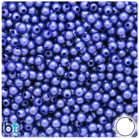 BeadTin Dark Purple Pearl 5mm Round Plastic Beads (700pcs)