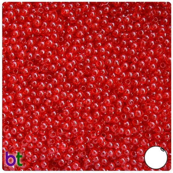 BeadTin Dark Ruby Transparent 3mm Round Plastic Beads (1oz)