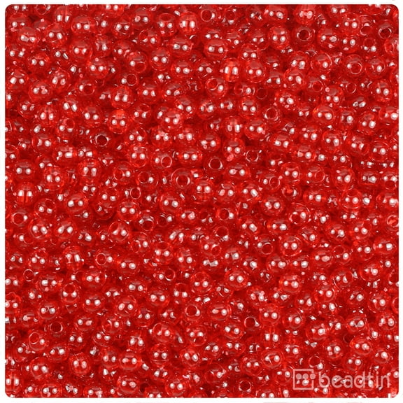 BeadTin Dark Ruby Transparent 4mm Round Plastic Beads (1000pcs)