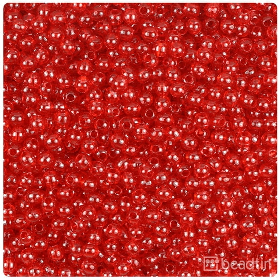 BeadTin Dark Ruby Transparent 4mm Round Plastic Beads (1000pcs)