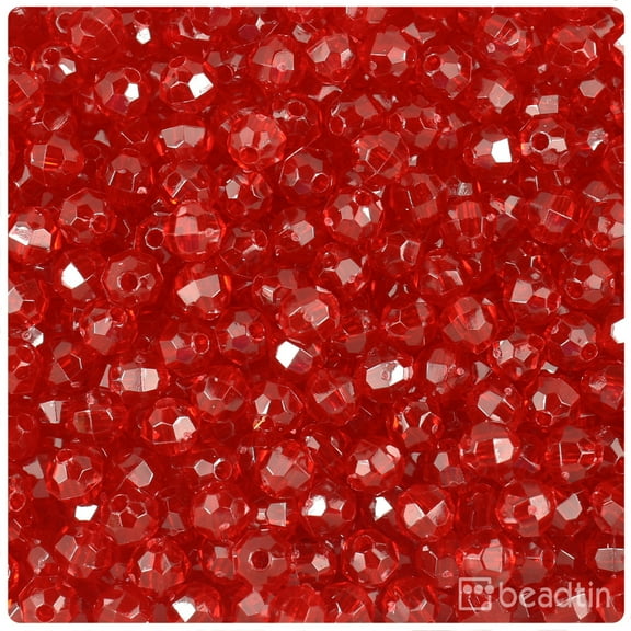 BeadTin Dark Ruby Transparent 6mm Faceted Round Craft Beads (600pcs)