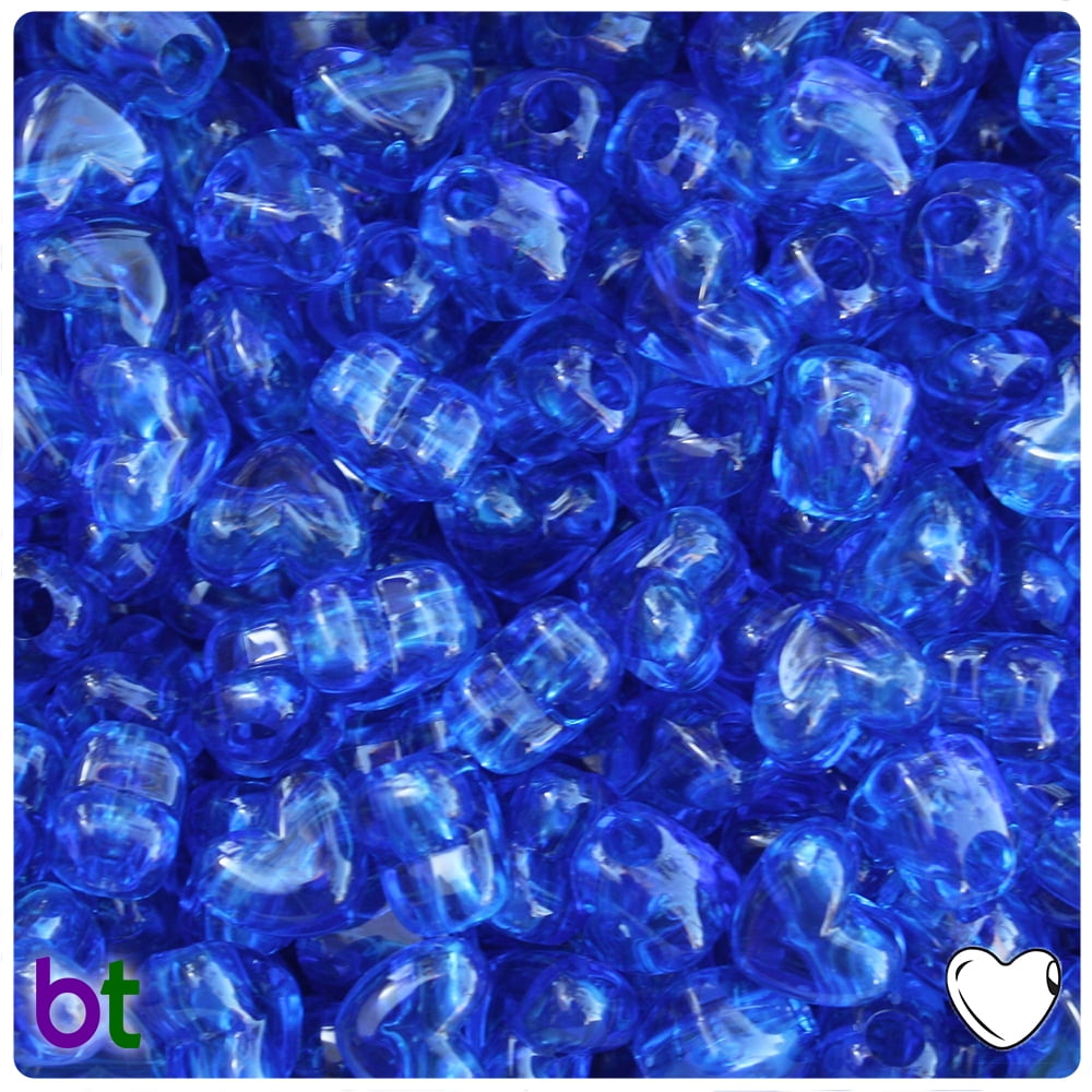 BeadTin Dark Sapphire Transparent 12mm Heart w/HH Pony Beads (250pcs)