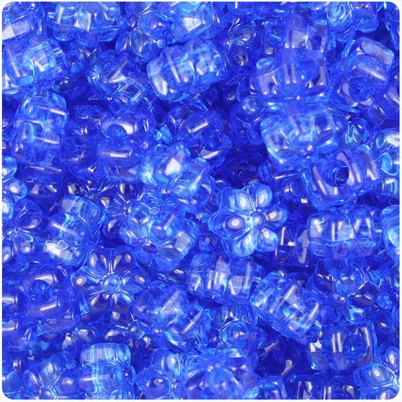 BeadTin Dark Sapphire Transparent 13mm Flower Pony Beads (250pcs)