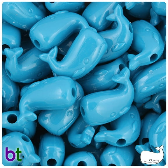 BeadTin Dark Turquoise Opaque 24mm Whale Pony Beads (24pcs)
