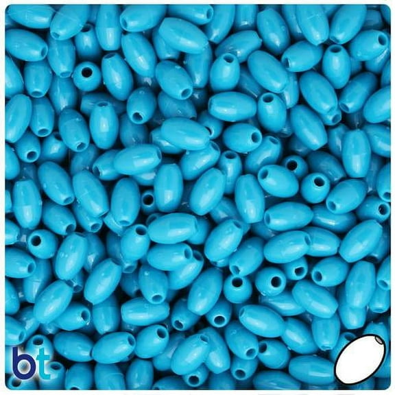 BeadTin Dark Turquoise Opaque 9mm Oat Plastic Beads (500pcs)