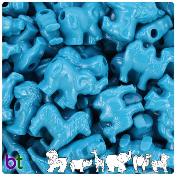 BeadTin Dark Turquoise Opaque Safari Animal Pony Beads (2oz)
